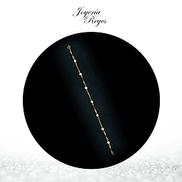 Pulsera Oro Amarillo, 18 kilates, perla cultivada fabricación nacional 3,44 grs, 19 cm