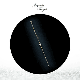 Pulsera Oro Rosado, 18 kilates, perla cultivada fabricación nacional 3,28 grs, 7mm, 18 cm