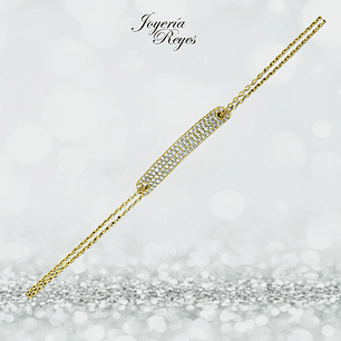 Pulsera piocha de Oro Amarillo 18 kilates con circones, fabricación Italiana 2.47 grs, 19 cm- COPIAR