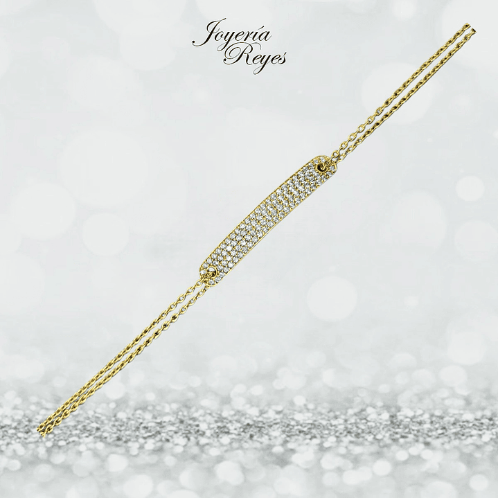 Pulsera piocha de Oro Amarillo 18 kilates con circones, fabricación Italiana 2.47 grs, 19 cm- COPIAR 1