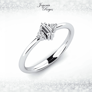 Anillo de compromiso Oro Blanco 18 kilates, con circón - SE ENVIAN A FABRICAR PREVIO PRESUPUESTO