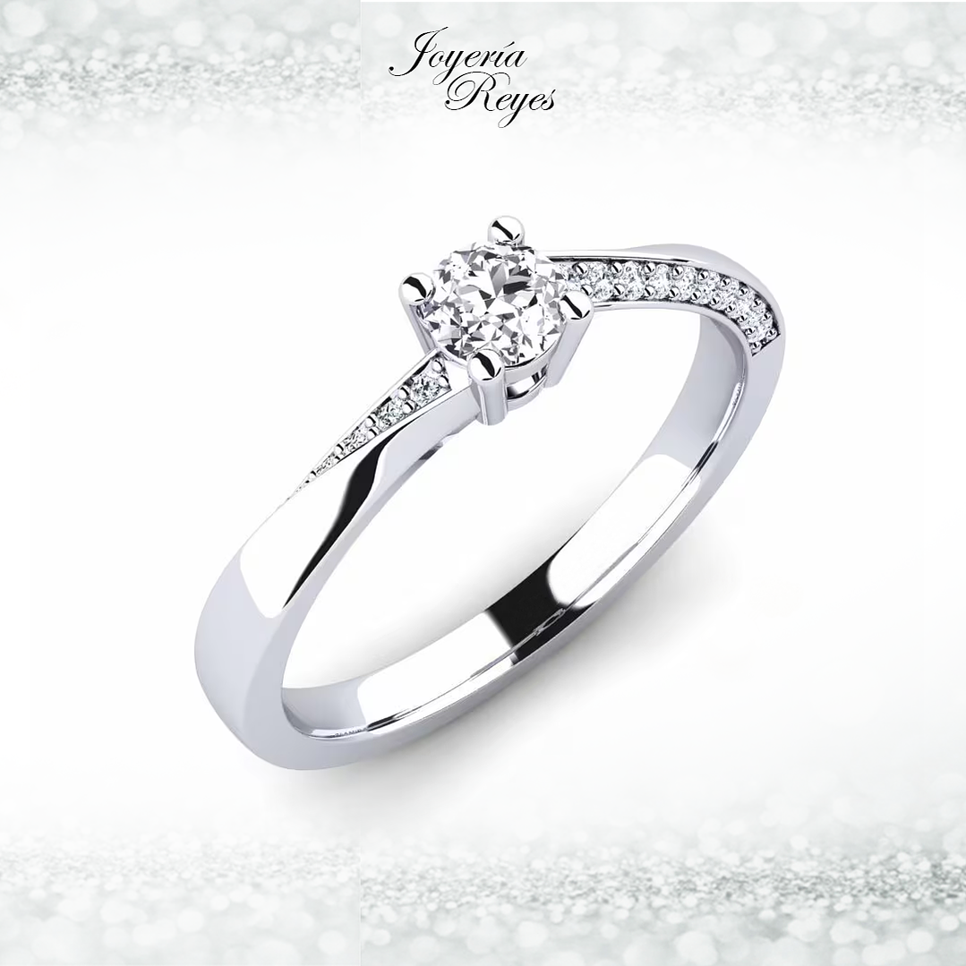 Anillo de compromiso Oro Blanco 18 kilates, con circón - SE ENVIAN A FABRICAR PREVIO PRESUPUESTO 1