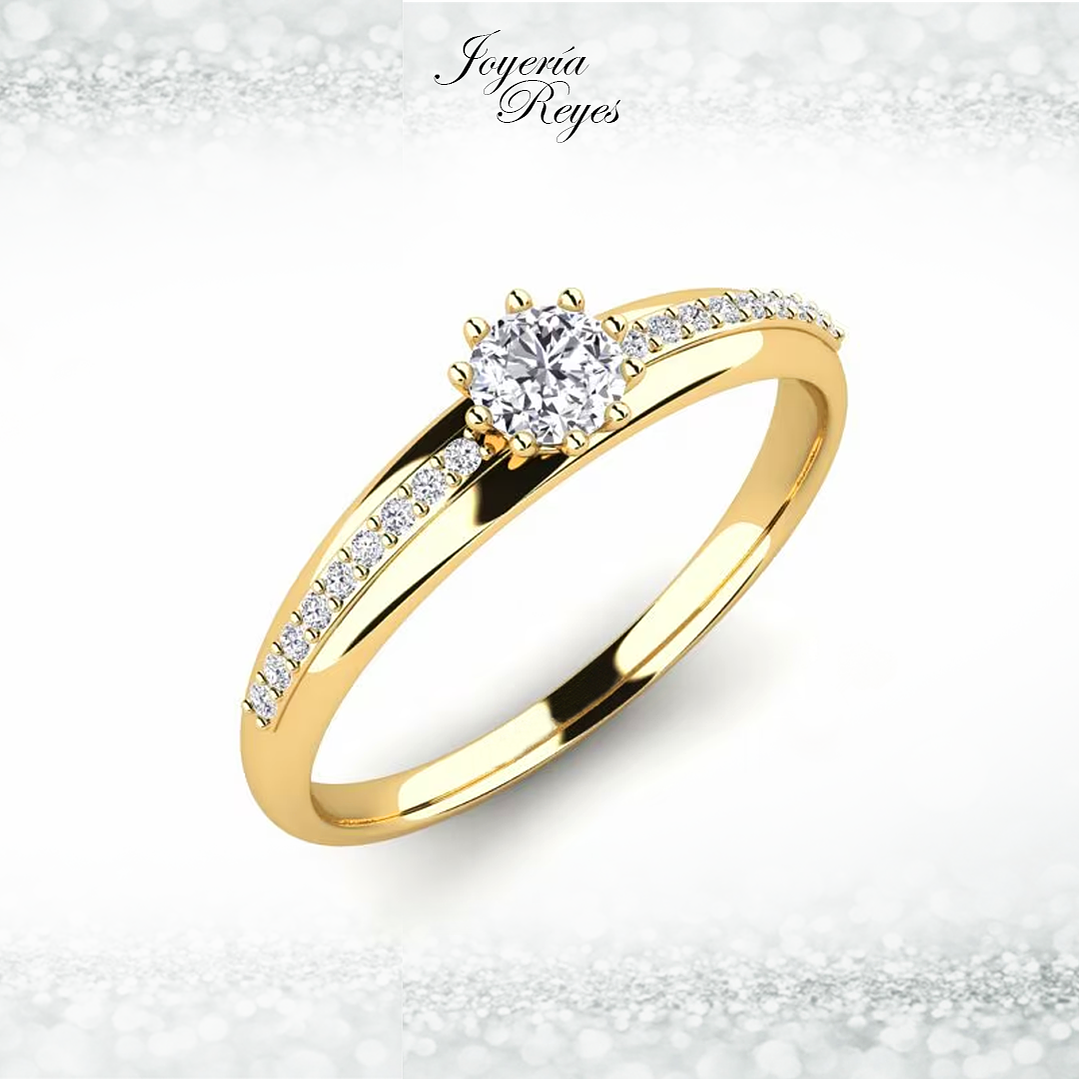 Anillo de compromiso Oro Amarillo 18 kilates, con circón - SE ENVIAN A FABRICAR PREVIO PRESUPUESTO 1