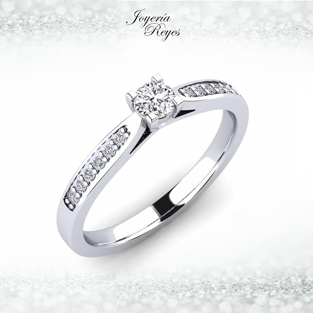 Anillo de compromiso Oro Blanco 18 kilates, con circones - SE ENVIAN A FABRICAR PREVIO PRESUPUESTO 1