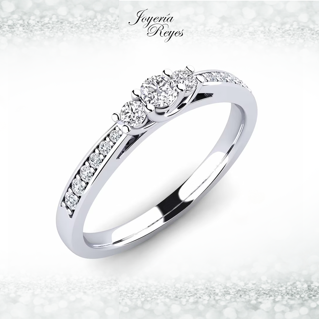 Anillo de compromiso Oro Blanco 18 kilates, con circones - SE ENVIAN A FABRICAR PREVIO PRESUPUESTO 1