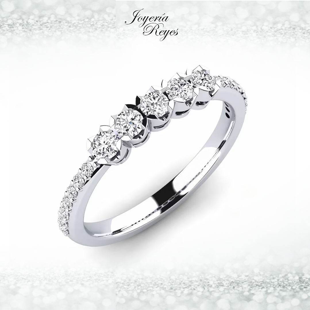 Anillo de compromiso Oro Blanco 18 kilates, con circones - SE ENVIAN A FABRICAR PREVIO PRESUPUESTO 1