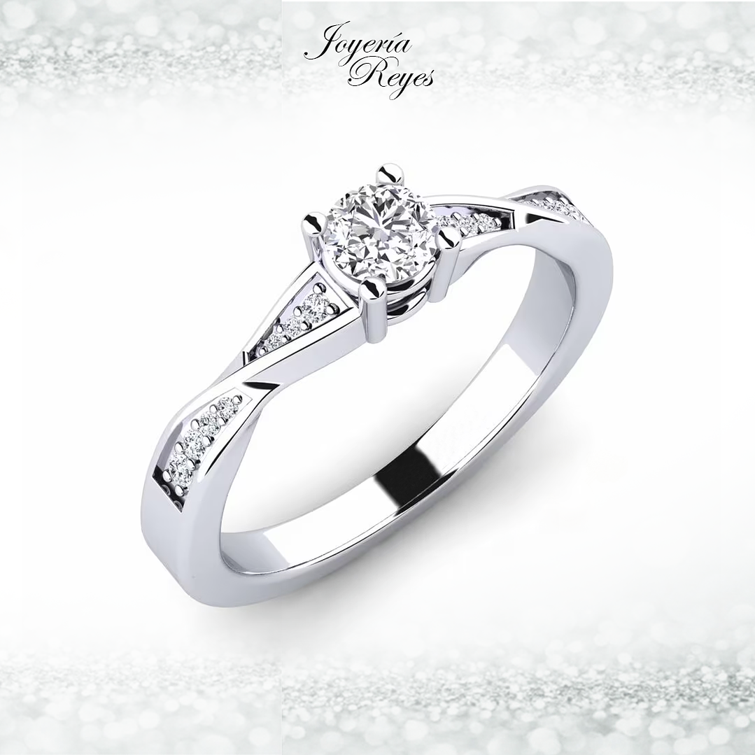 Anillo de compromiso Oro Blanco 18 kilates, con circones - SE ENVIAN A FABRICAR PREVIO PRESUPUESTO 1
