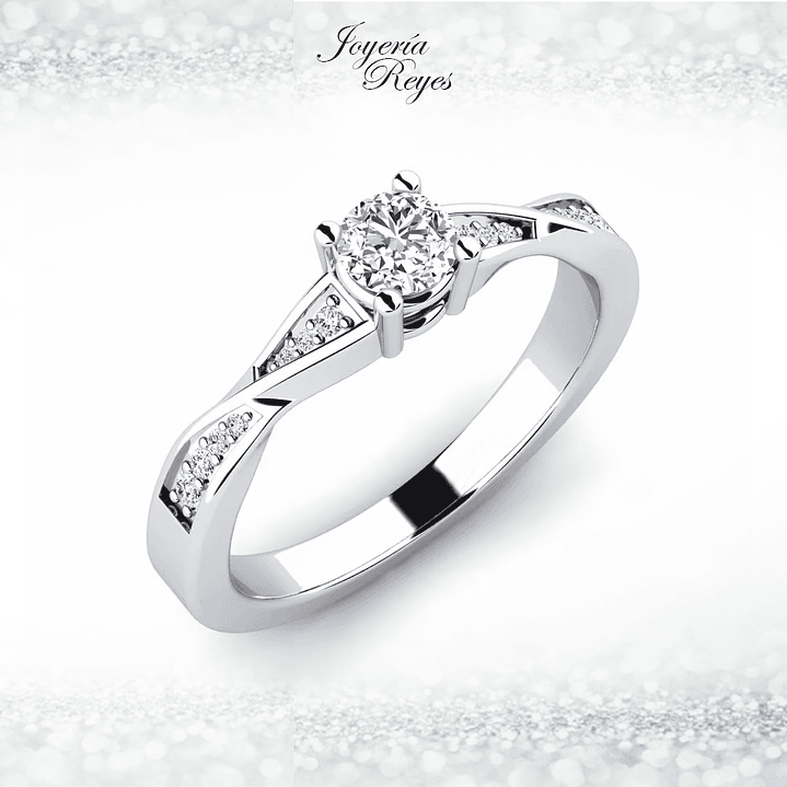 Anillo de compromiso Oro Blanco 18 kilates, con circones - SE ENVIAN A FABRICAR PREVIO PRESUPUESTO 1