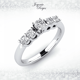 Anillo de compromiso Oro Blanco 18 kilates, con circones - SE ENVIAN A FABRICAR PREVIO PRESUPUESTO
