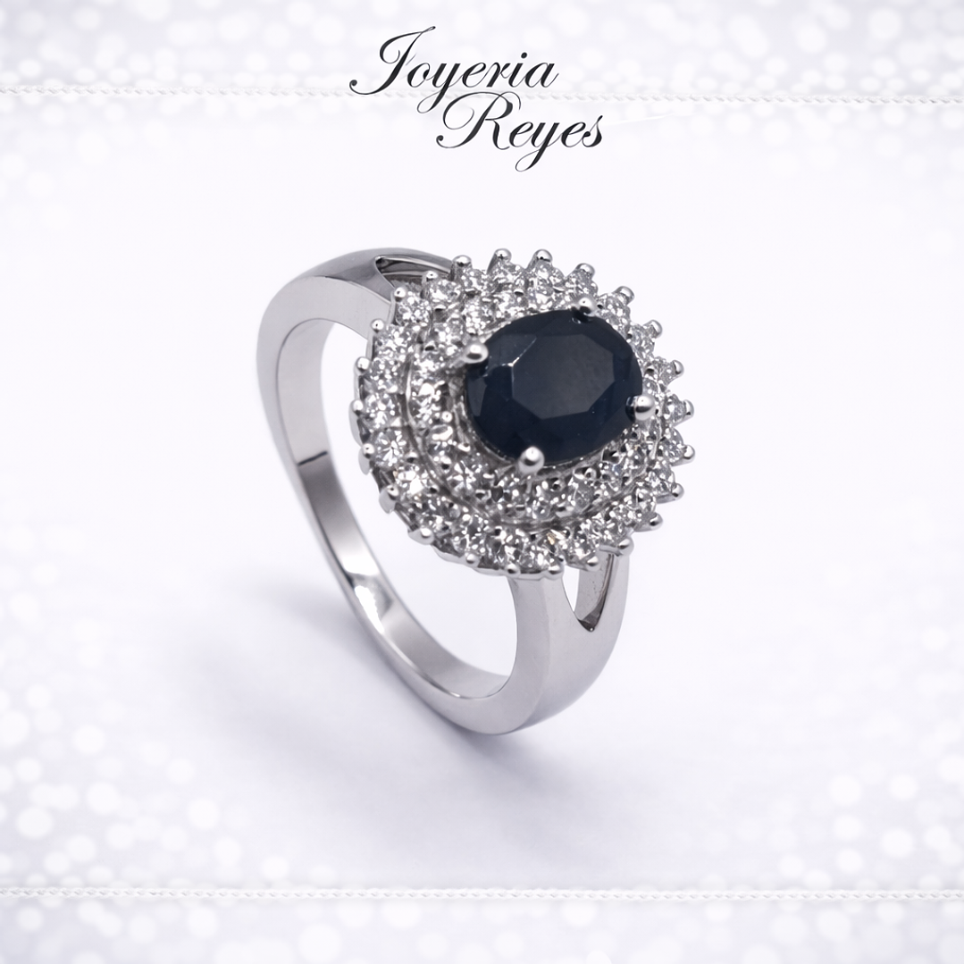 Anillo de plata rodinada fabricación Italiana - ley 925 - modelo R-0014-N 1