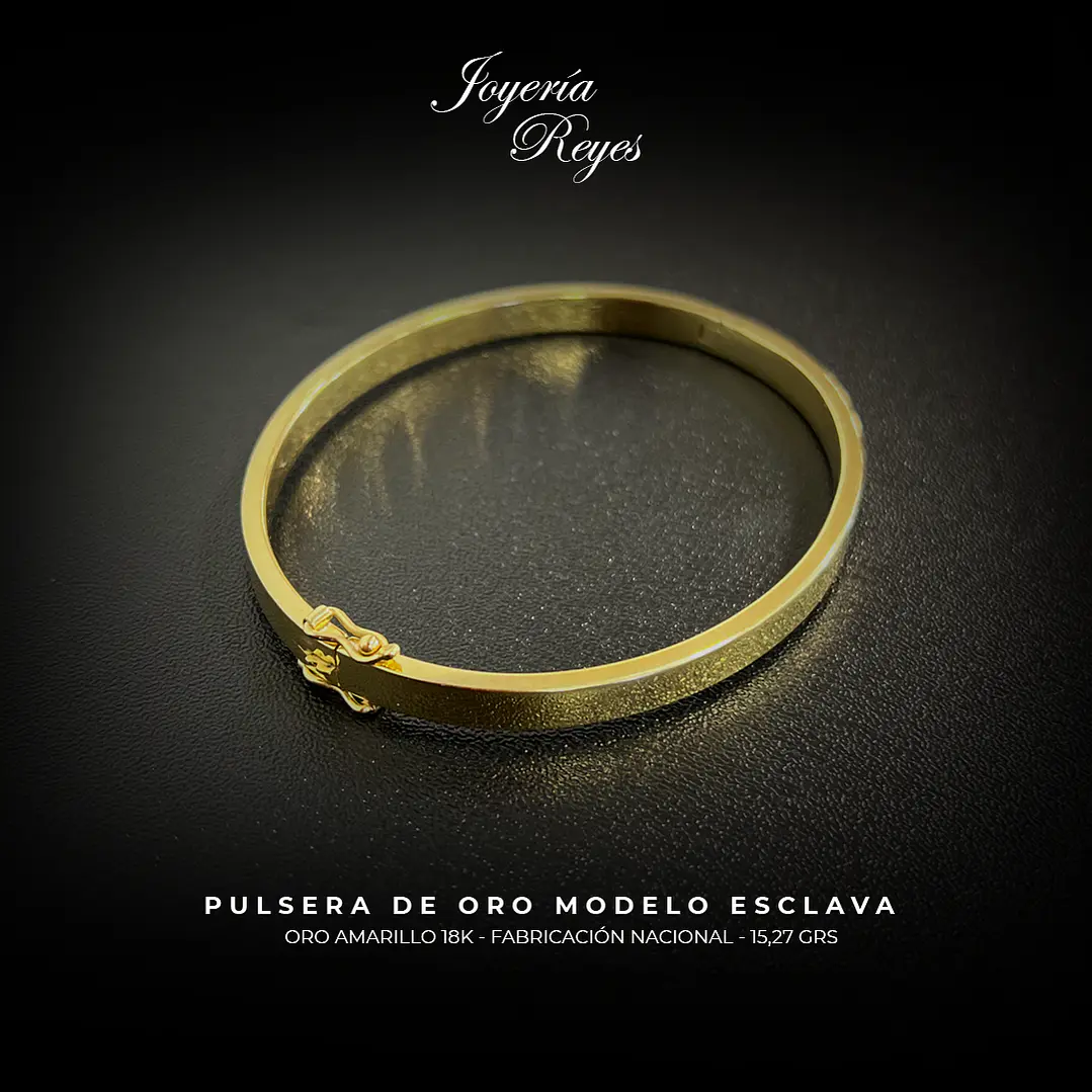 Esclava Oro amarillo 18 kilates, fabricación nacional 55 mm de ancho, 15.27 grs 2