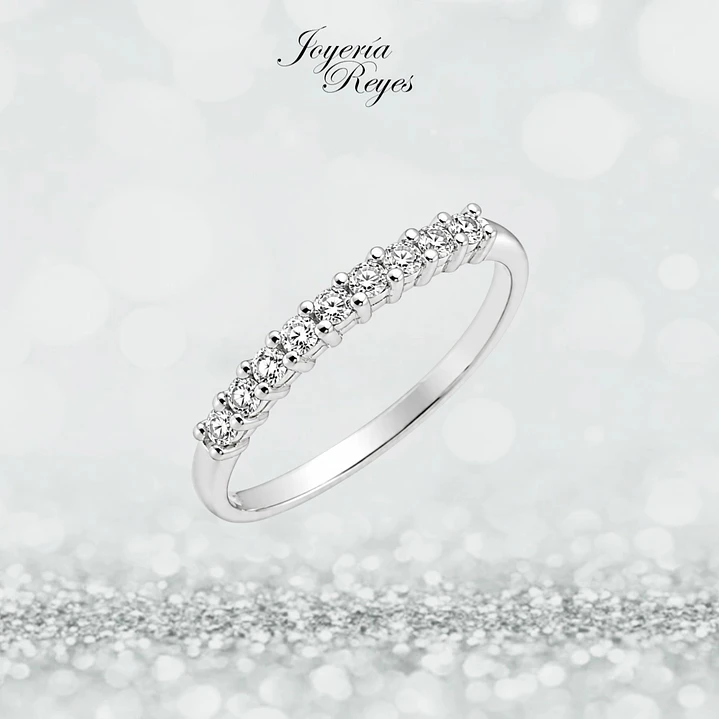 Anillo de Oro Blanco 18 kilates -9 brillantes de 4,5 puntos - KR05-113020 1