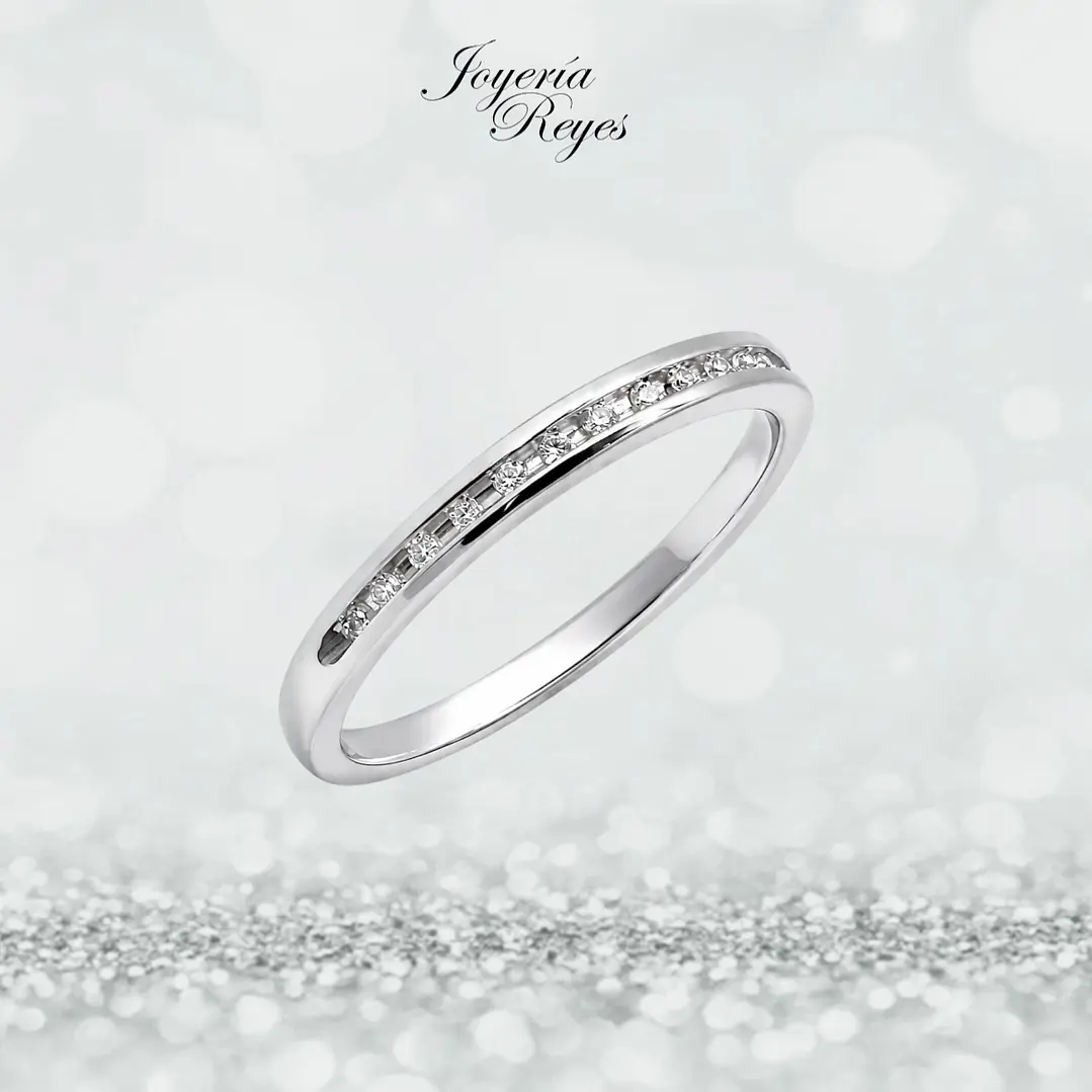 Anillo de Oro Blanco 18 kilates -18 brillantes - 7 puntos -KR05-58377 1