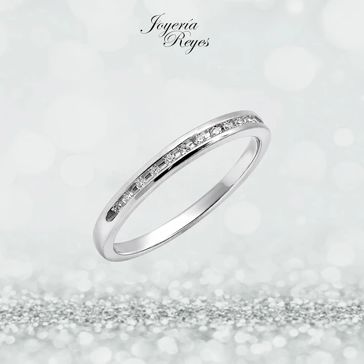 Anillo de Oro Blanco 18 kilates -18 brillantes - 7 puntos -KR05-58377 1