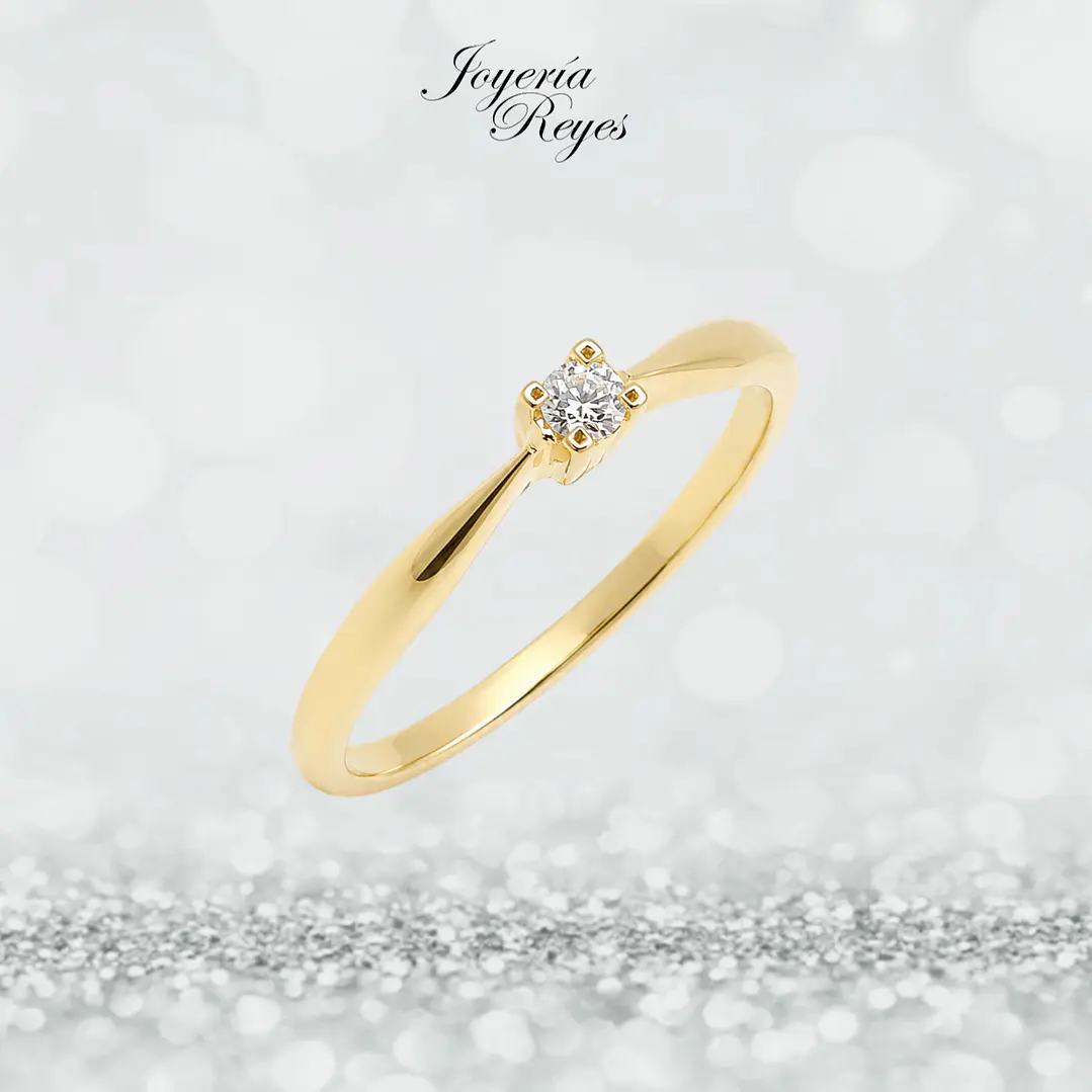 Anillo de Oro Amarillo 18 kilates - 1 brillante de 5 puntos - KR05-71893 1