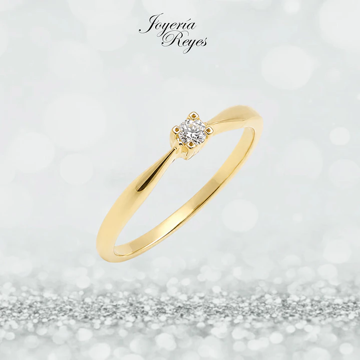 Anillo de Oro Amarillo 18 kilates - 1 brillante de 5 puntos - KR05-71893 1