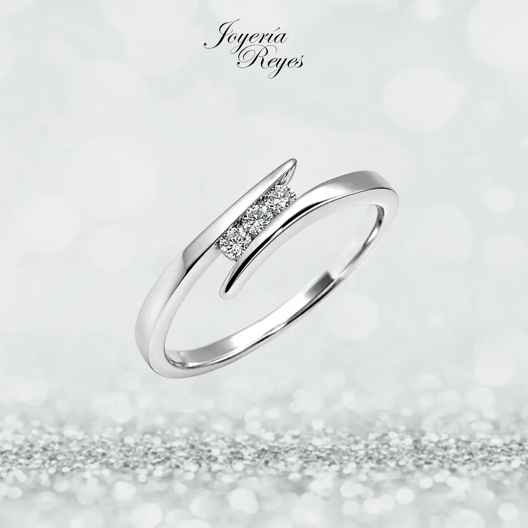 Anillo de Oro Blanco 18 kilates - brillantes - KR05-91947 1