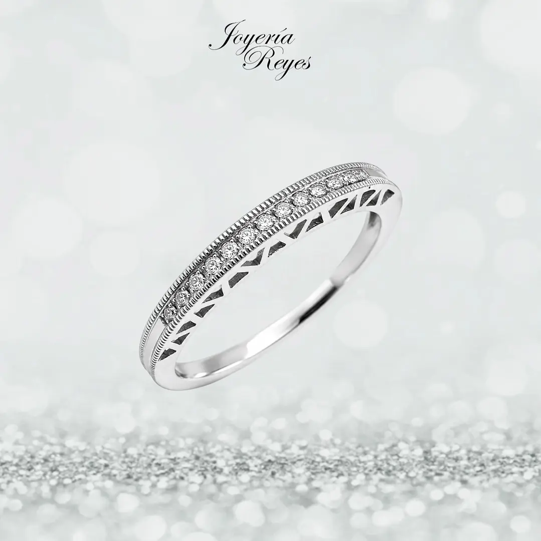 Anillo de Oro Blanco 18 kilates - 15 brillantes - KR05-96724 1
