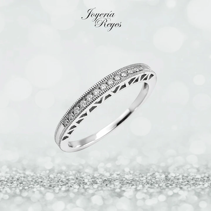 Anillo de Oro Blanco 18 kilates - 15 brillantes - KR05-96724 1