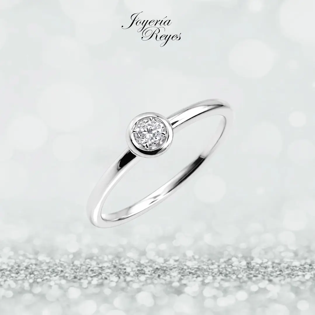 Anillo de Oro Blanco 18 kilates - 1 brillante - R10374 1