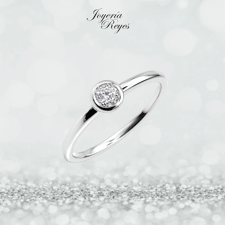 Anillo de Oro Blanco 18 kilates - 1 brillante - R10374 1