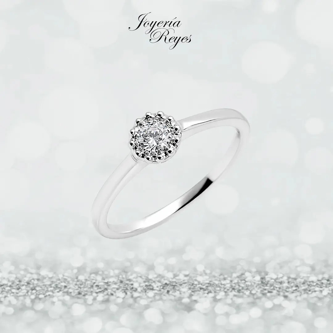 Anillo de Oro Blanco 18 kilates - brillantes - R10613 1