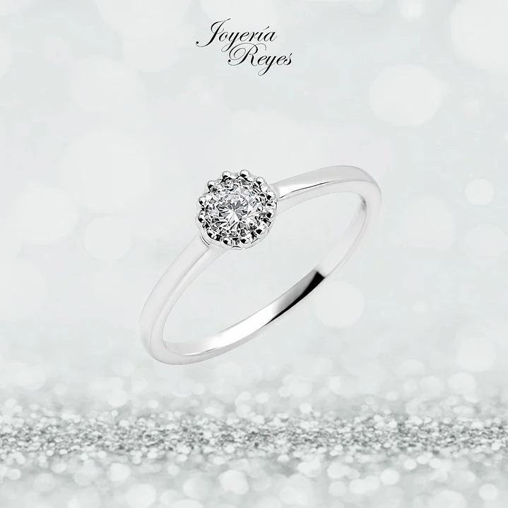 Anillo de Oro Blanco 18 kilates - brillantes - R10613 1