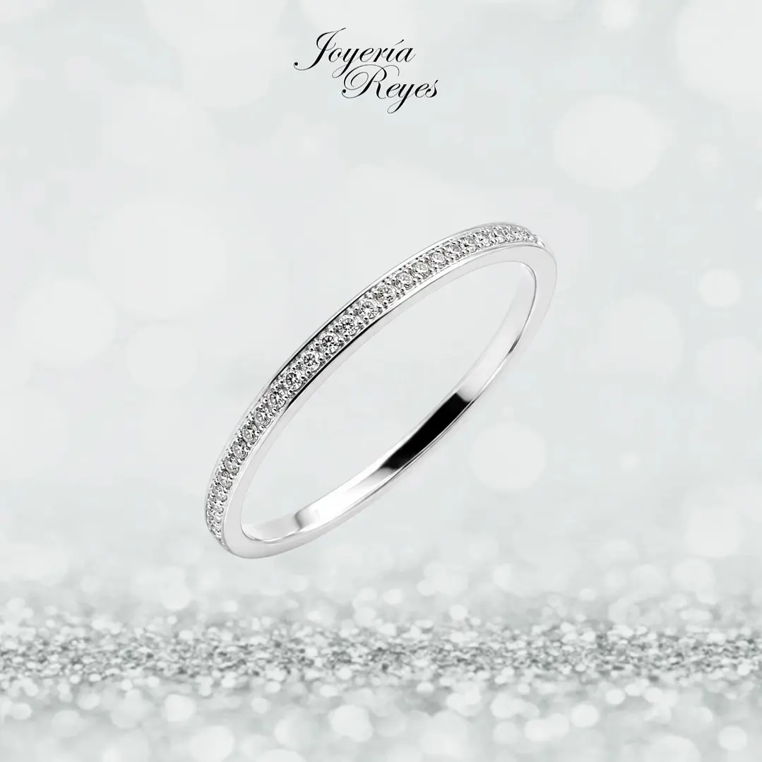 Anillo de Oro Blanco 18 kilates - brillante de 9 puntos - R10678 1