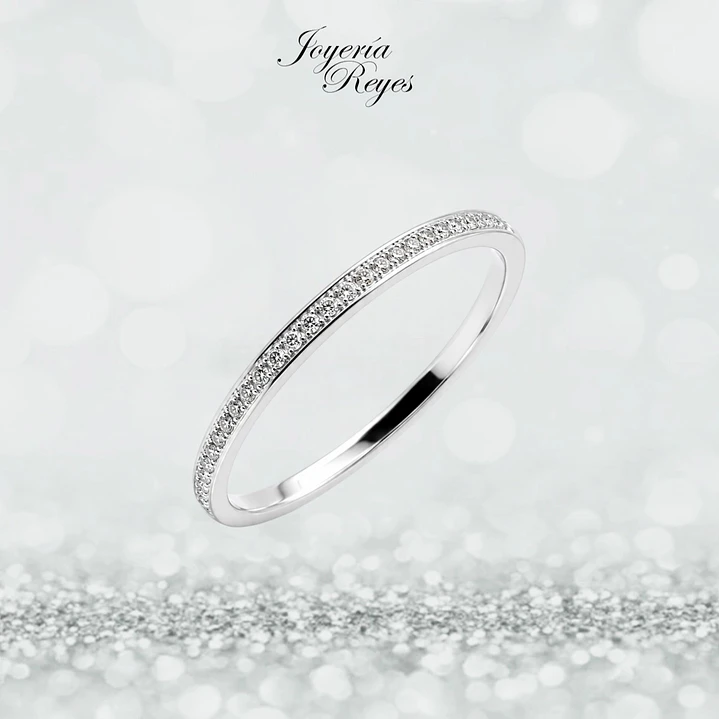 Anillo de Oro Blanco 18 kilates - brillante de 9 puntos - R10678 1