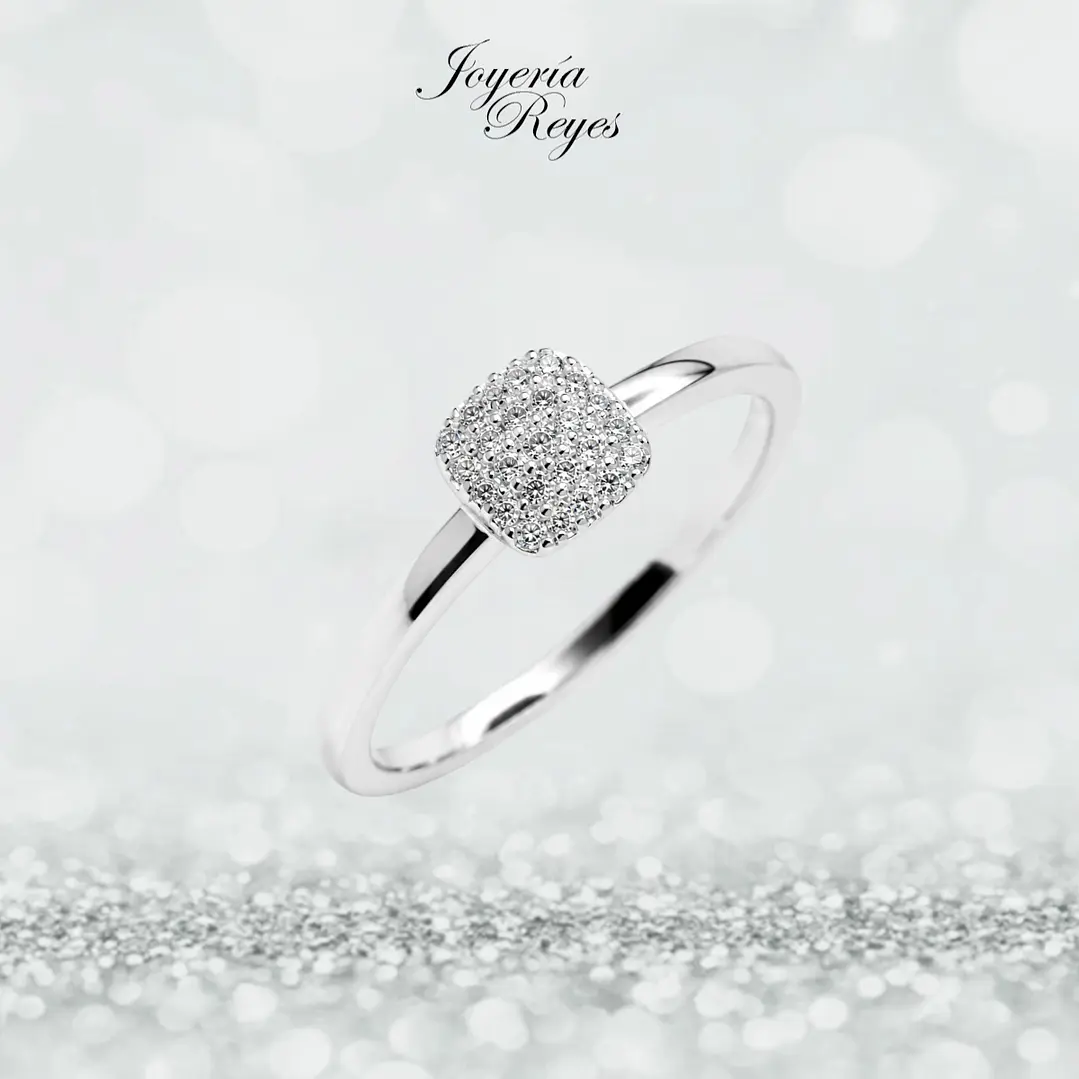 Anillo de Oro Blanco 18 kilates - 21 brillantes de 12 puntos - R11043 1