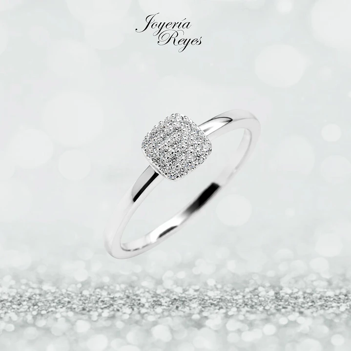 Anillo de Oro Blanco 18 kilates - 21 brillantes de 12 puntos - R11043 1