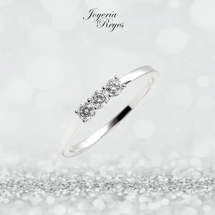 Anillo de Oro Blanco 18 kilates - brillantes - R11181 1