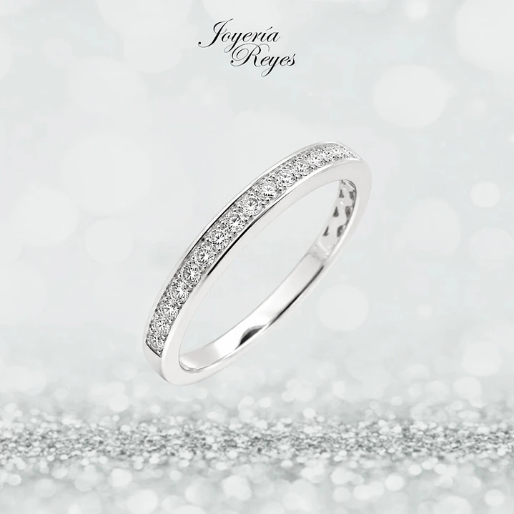 Anillo de Oro Blanco 18 kilates - 19 brillantes de 24 puntos - R9911 1