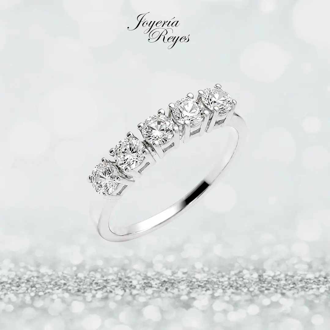 Anillo de Oro Blanco 18 kilates - 5 Circones - A2640W 1