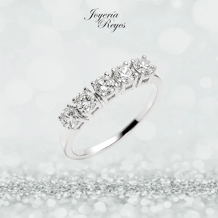 Anillo de Oro Blanco 18 kilates - 5 Circones - A2640W 1