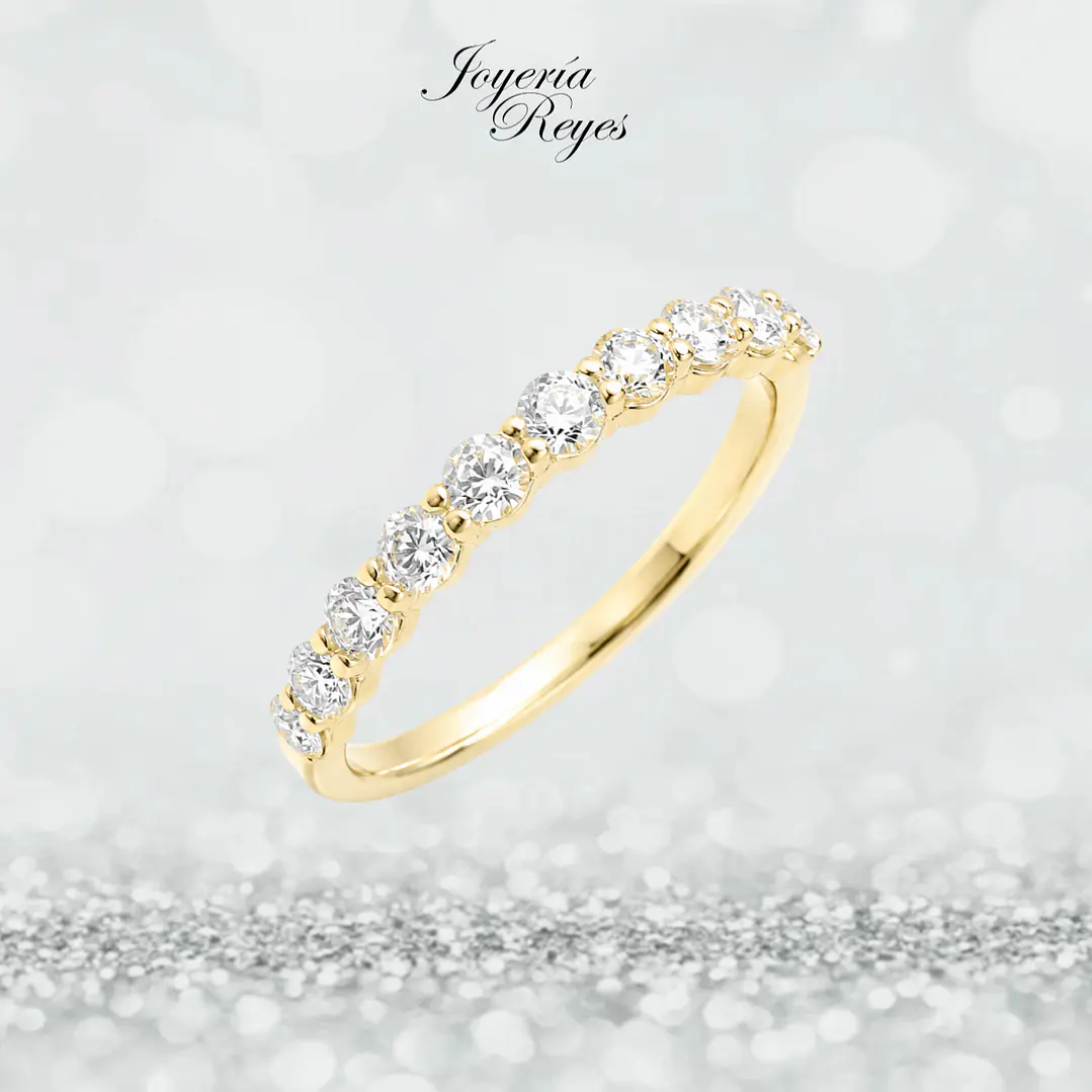 Anillo de Oro Amarillo 18 kilates - 9 Circones - Engaste Prong - A3744.9 1