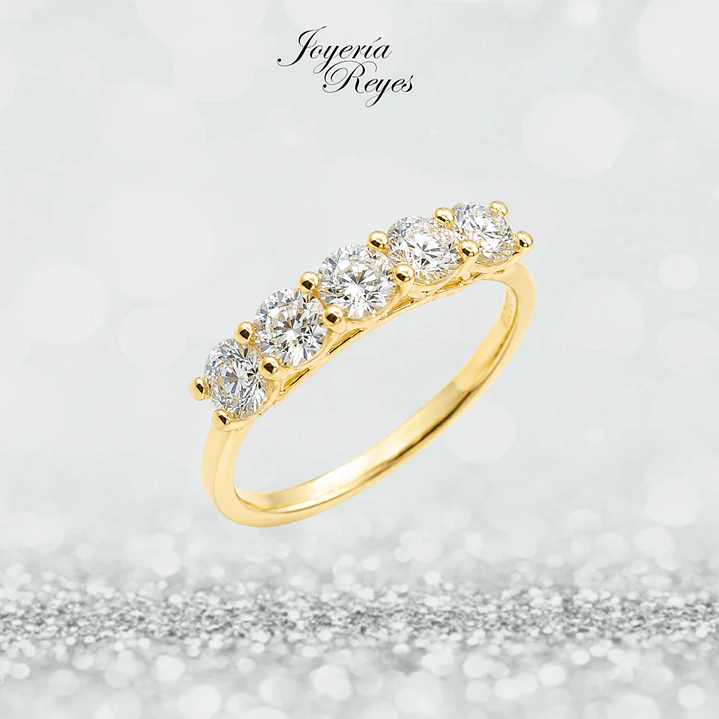 Anillo de Oro Amarillo 18 kilates - 5 Circones - A3748.5 1