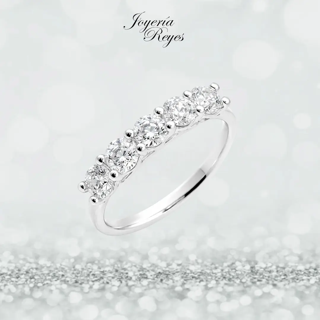 Anillo de Oro Blanco 18 kilates - 5 Circones - A3748.5W 1