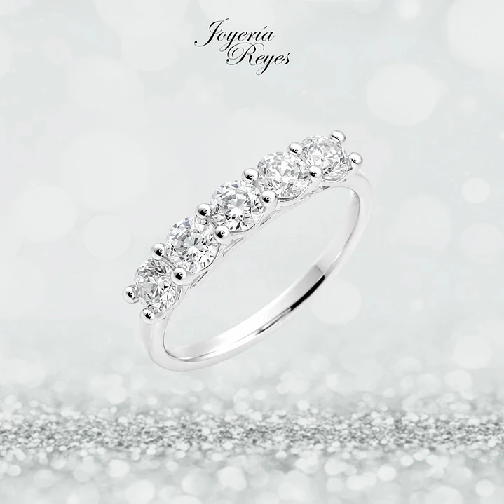 Anillo de Oro Blanco 18 kilates - 5 Circones - A3748.5W 1