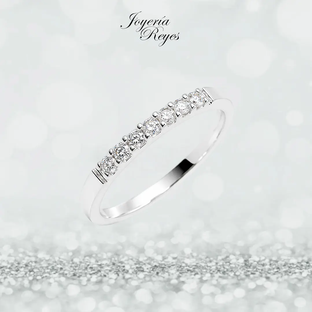 Anillo de Oro Blanco 18 kilates - 7 Circones - Engaste Prong - A3911-1.75W 1