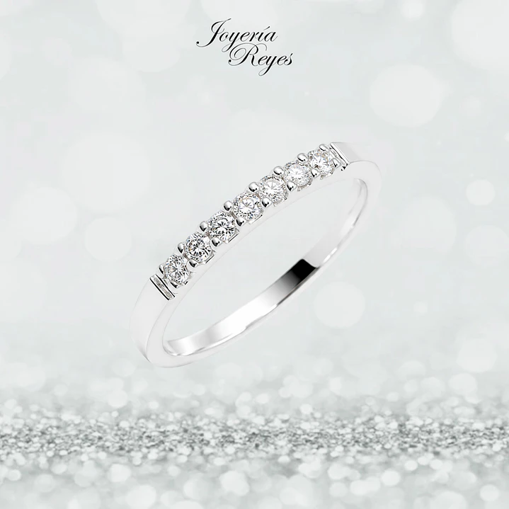 Anillo de Oro Blanco 18 kilates - 7 Circones - Engaste Prong - A3911-1.75W 1