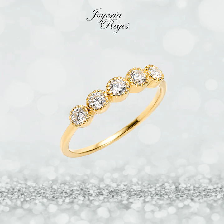 Anillo de Oro Amarillo 18 kilates - 5 Circones - Engaste Bezel - 12CR5009-FCZ 1