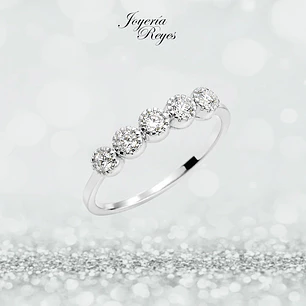 Anillo de Oro Blanco 18 kilates - 5 Circones - Engaste Bezel - 12CR5009-FCZW