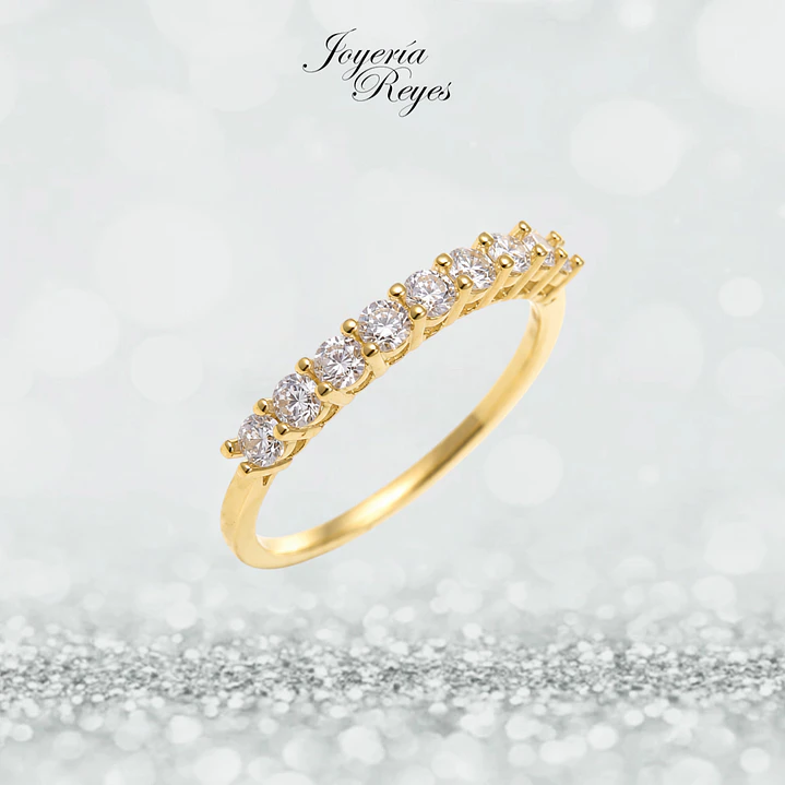 Anillo de Oro Amarillo 18 kilates - 9 Circones - Engaste Shared Prong - 12CR5781-FCZ 1