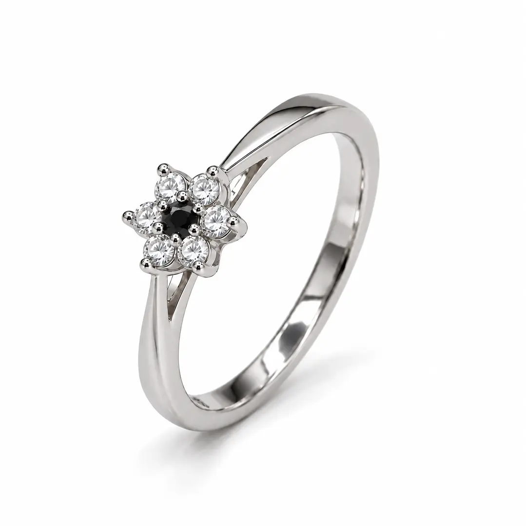 Anillo de plata rodinada fabricación Italiana - ley 925 - modelo R-1302 NEGRO 1