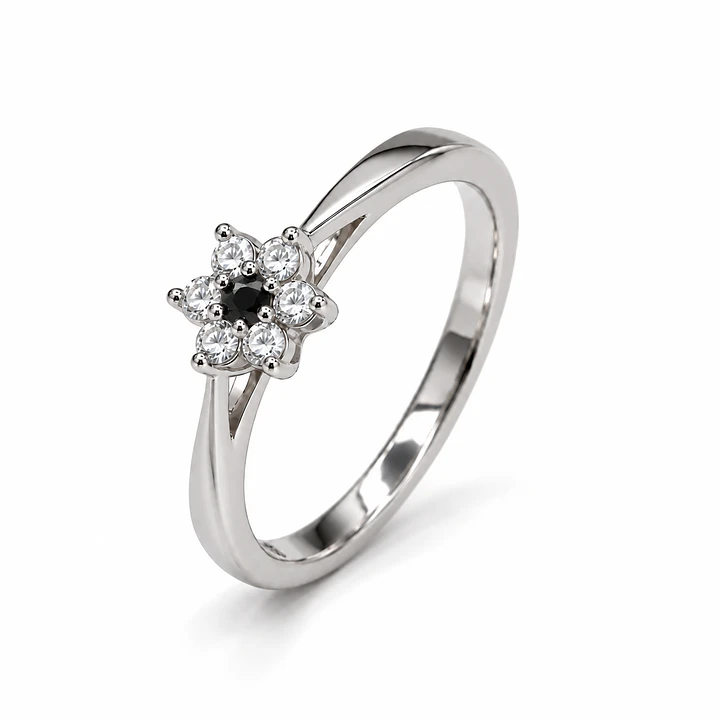 Anillo de plata rodinada fabricación Italiana - ley 925 - modelo R-1302 NEGRO 1