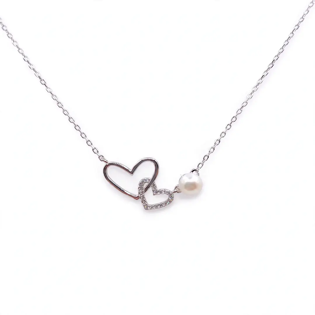  Collar Plata Perla Corazón fabricación italiana YA-N1157 1