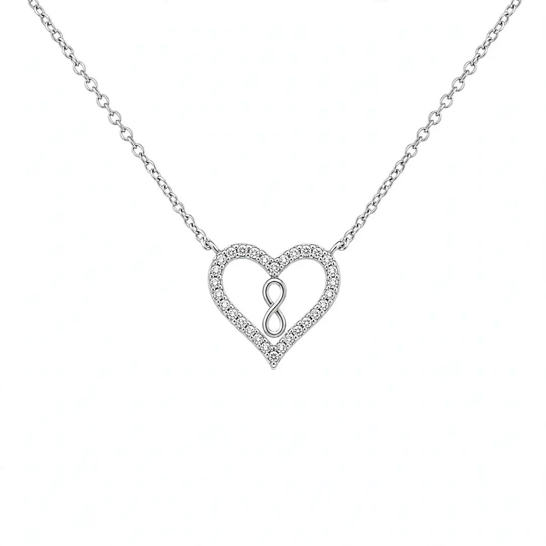 Collar corazon infinito Plata Rodinada Fab. Italiana 925 modelo 14625FNSWSH1 1