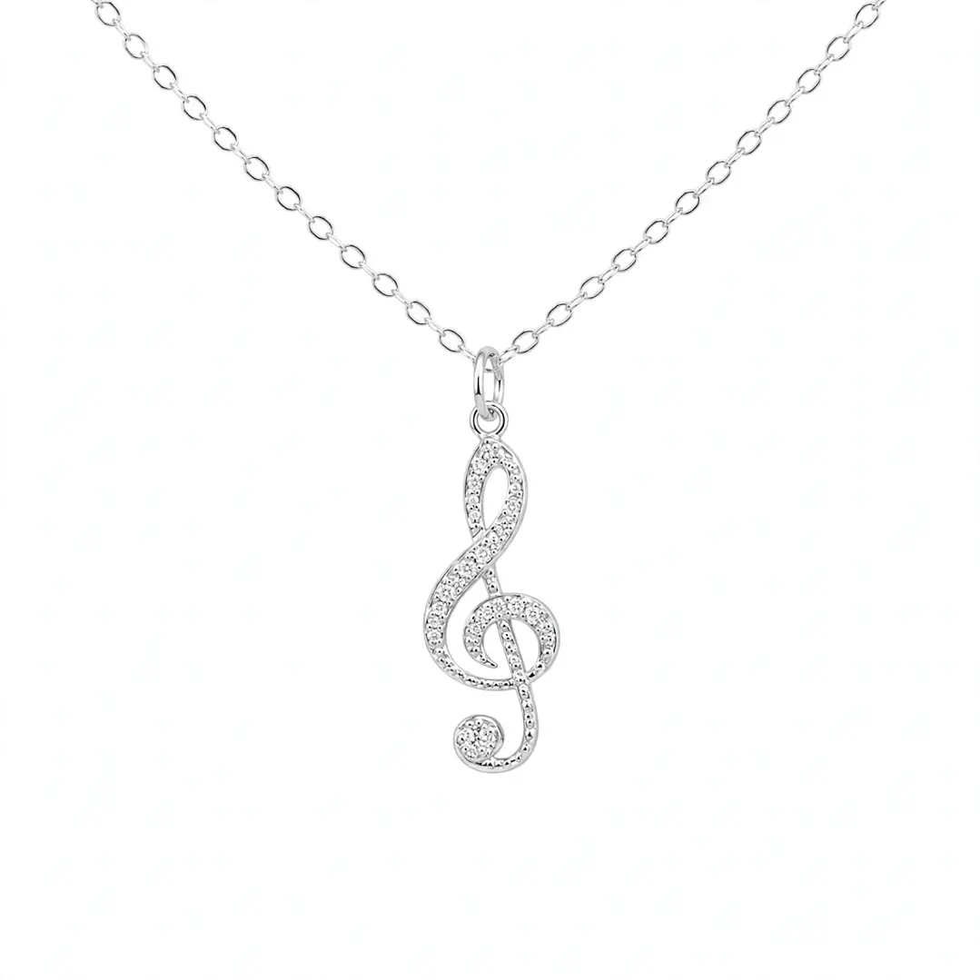 Collar nota musical de Plata Rodinada Fabricación Italiana 925 modelo SWN11377-08 1