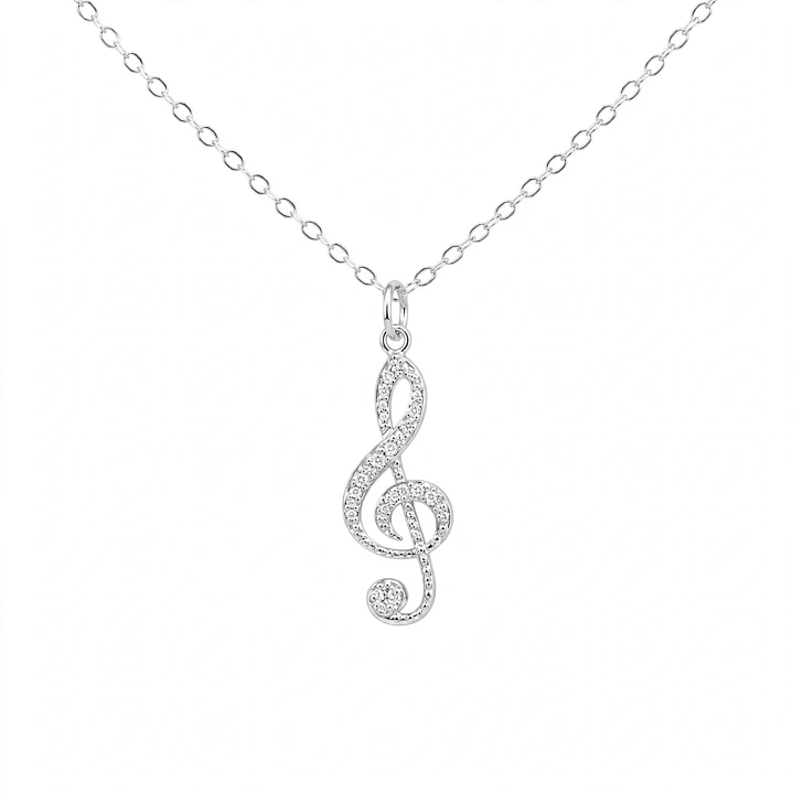 Collar nota musical de Plata Rodinada Fabricación Italiana 925 modelo SWN11377-08 1